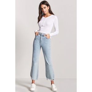 F21 White Button Thermal Top